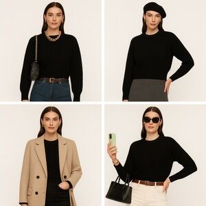 Aritzia Wilfred Essential Chenille Crew Neck Sweater Black Size M